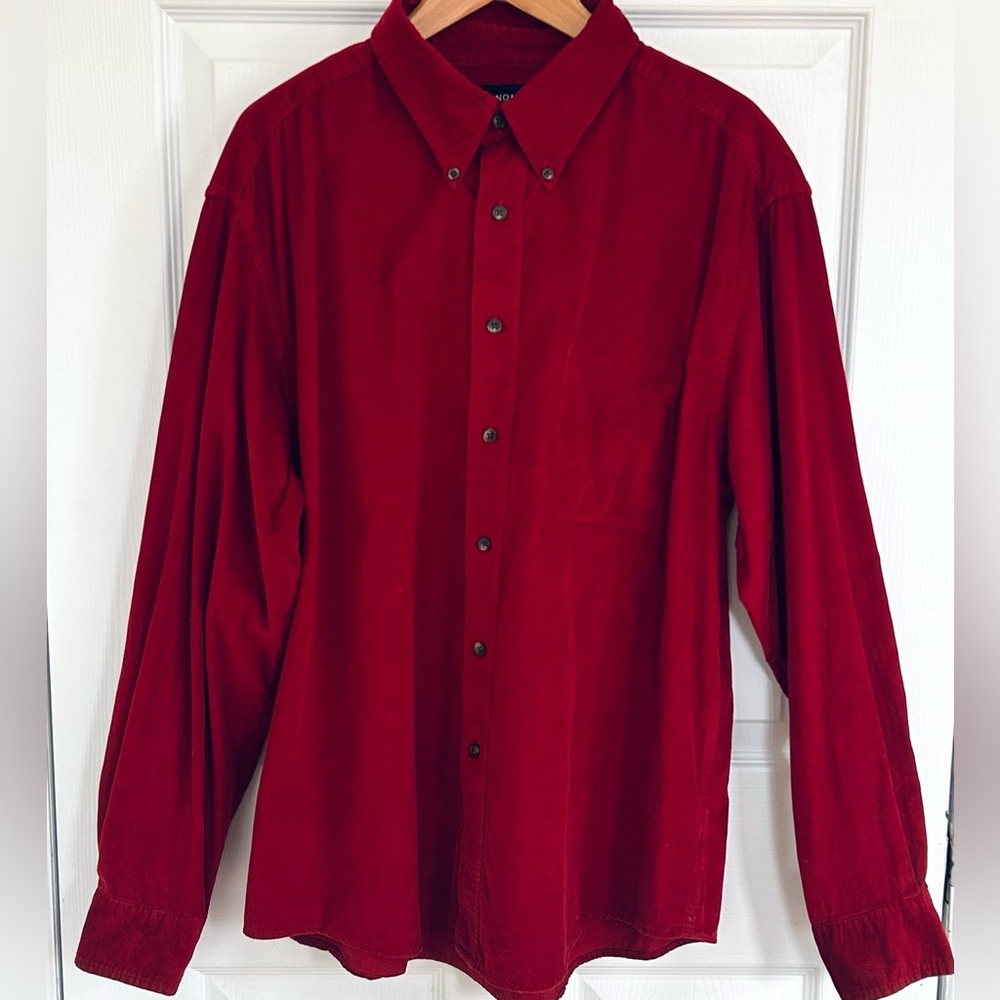 Sonoma Men's Sz L Crimson Corduroy Button-Down Shirt